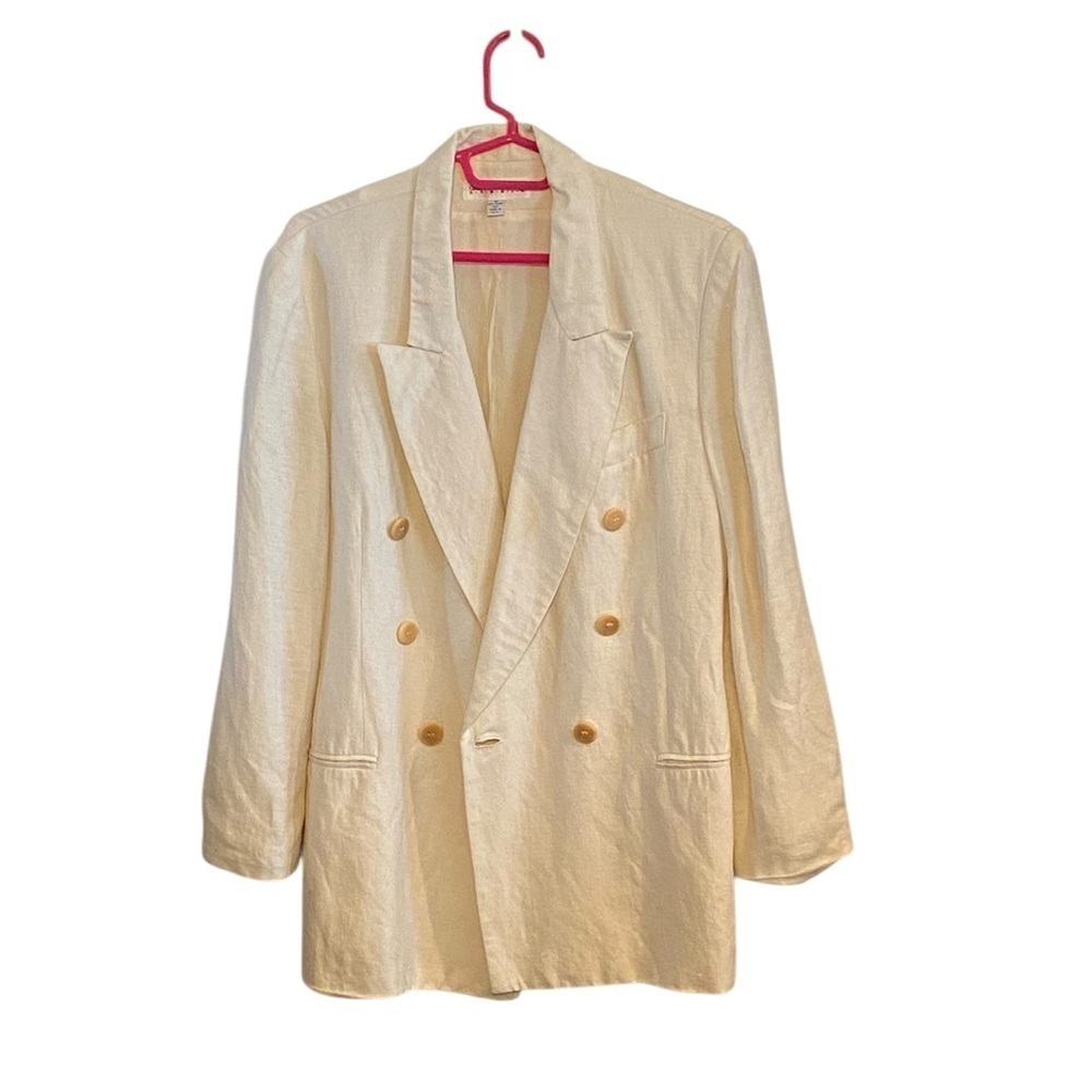 Vintage Gruppo Americano studio Cream Double-Breasted Blazer resortwear coastal - Picture 6 of 15